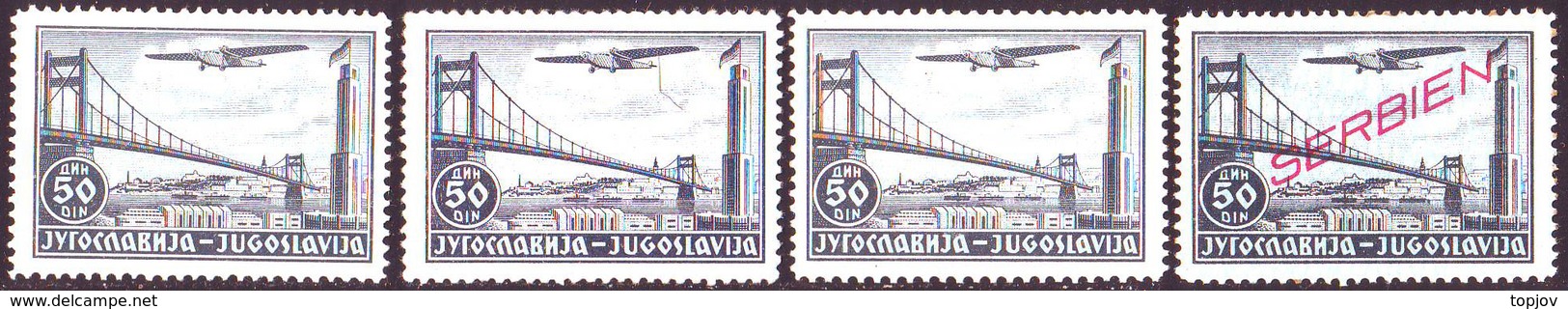 WW II SERBIA - GERMANY - 1941. AIR- Mi#25A+25AN+25CN.  .- MNH ** - RARE - GEPRUF VELICKOVIC - Poste Aérienne