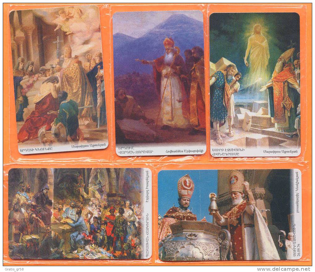 Armenia - ARMEN TEL / OTE(1700 YearsChristianity),  20.000-40.000 Ex, 3/01, 5 Cards Mint - Armenië