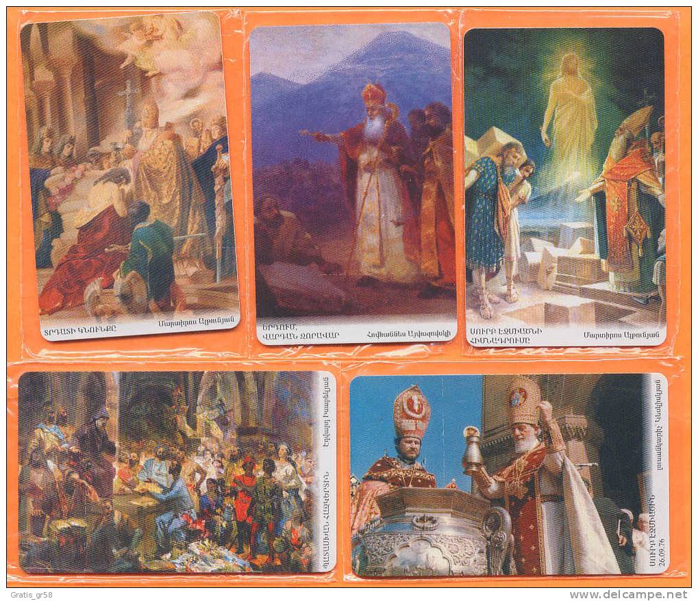 Armenia - ARMEN TEL / OTE(1700 YearsChristianity),  20.000-40.000 Ex, 3/01, 5 Cards Mint - Armenien