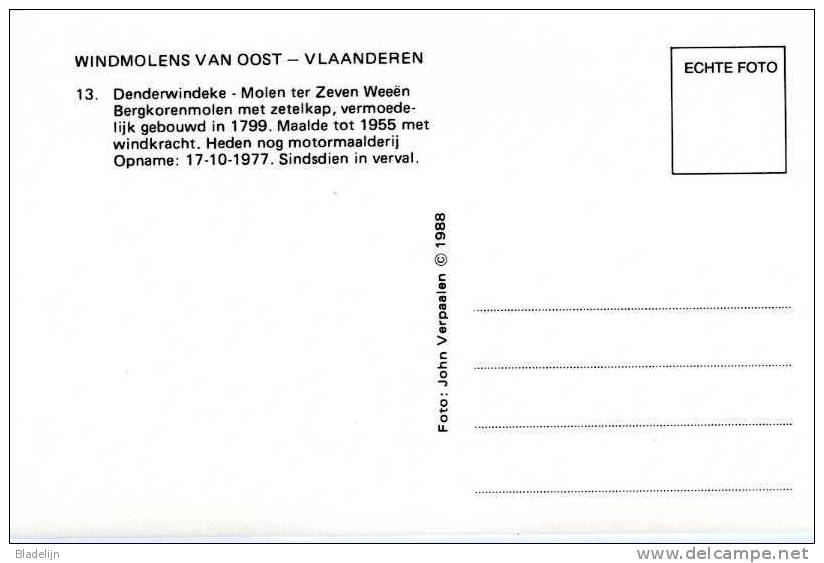 DENDERWINDEKE (O.Vl.) - Molen/moulin - Historische Opname Van Molen Ter Zeven Wegen In 1977. Later Gesloopt En Herbouwd. - Ninove