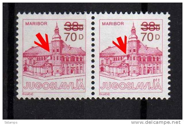 U-78  JUGOSLAVIA SLOVENIA MARIBOR TURISMO  DEFINITIVE   ERROR PRINTING TYPICAL  NEVER HINGED - Non Dentelés, épreuves & Variétés