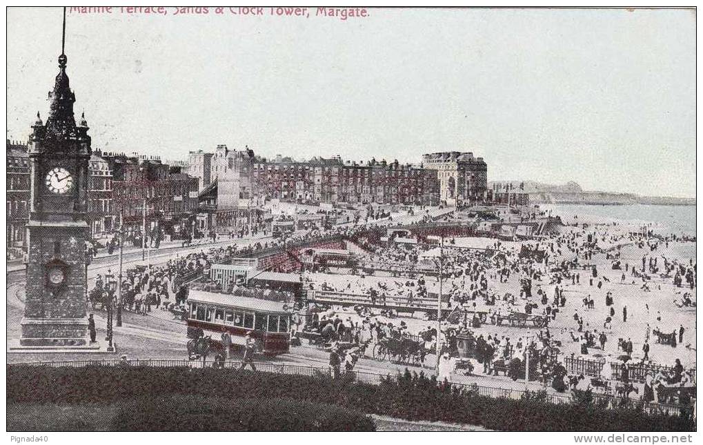Cp , ANGLETERRE , MARGATE , Sands & Clock Tower - Margate