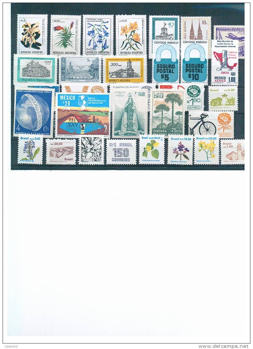 PLANCHE DU BRESIL 30  TIMBRES NEUFS - Collections, Lots & Séries