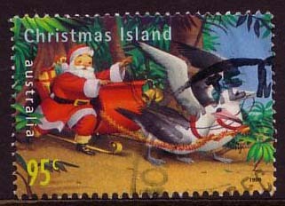 1999 - Christmas Island Xmas 95c SANTA In SLEIGH Stamp FU - Christmas Island