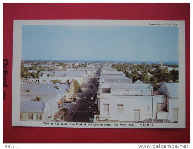 Key West Fl   View Of Street From Concha Hotel  Vintage Border - Key West & The Keys