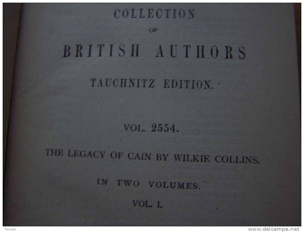 N°2554.Livre Ancien-Wilkie Collins-the Legacy Of Cain-editeur Tauchnitz 1888 Collection Of British Authors-en 1 Volume - 1850-1899