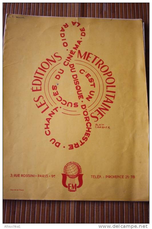 SUCCés DU CINEMA EN SI BEMOL CHANSON DE PHILIPPE GERARD ET P. BRUN ED METROPOLITAINE MUSIQUE PARTITION MUSICALE ANCIENNE - Filmmusik