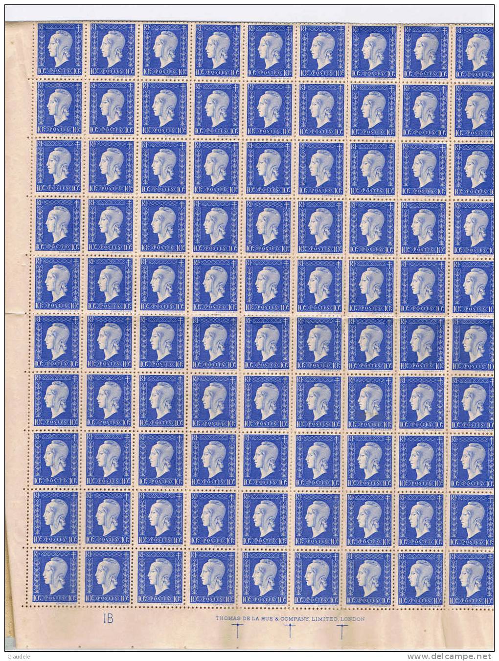 France:10 C Marianne De Dulac N°682"planche Entiere De 200 Timbres" - Feuilles Complètes