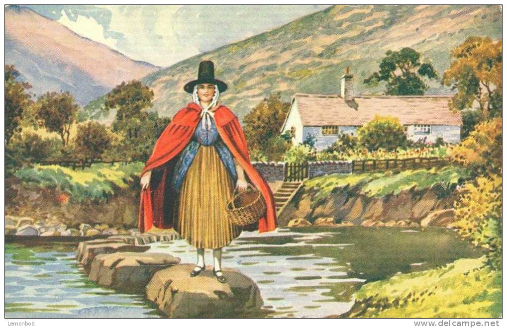 Britain United Kingdom - A Welsh Woman Crossing Stream, Betws-y-Coed - Old Postcard [P1728] - Caernarvonshire