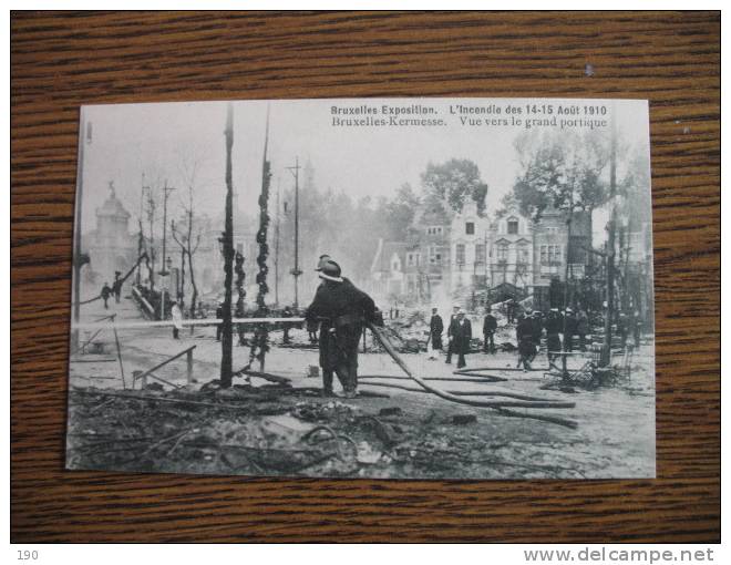 Bruxelles Exposition L"Incendie Des 14-15 Aout 1910;firemans In Action - Feuerwehr