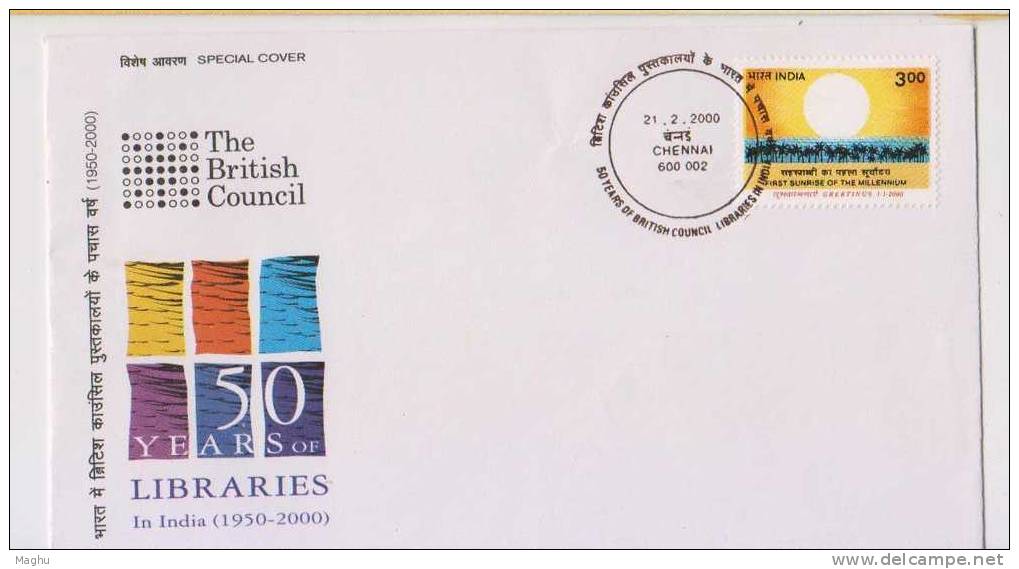 India 2000 Cover,  The British Council "Libraries", Education, Culture - Covers & Documents