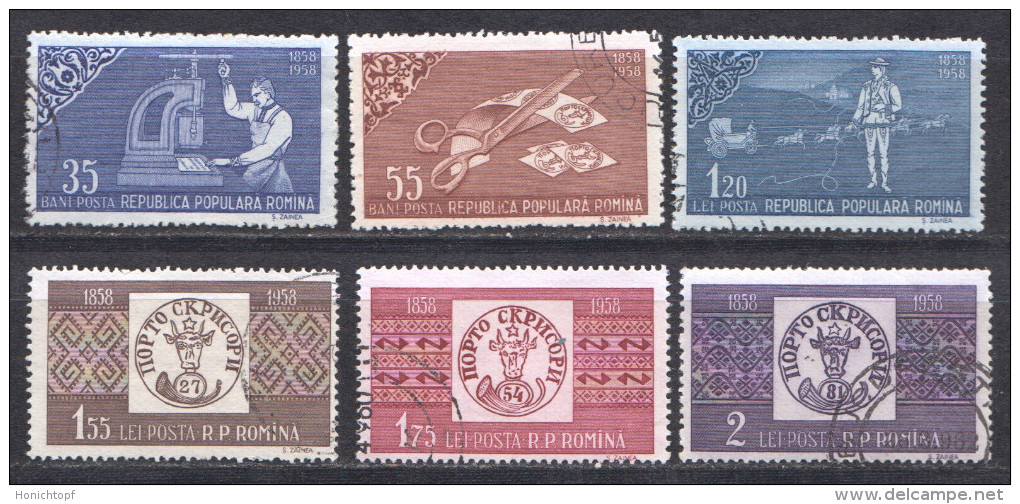 Rumänien; 1958; Michel 1750/6 O; 100 Jahre Rumänische Briefmarken; 6 Werte - Usado