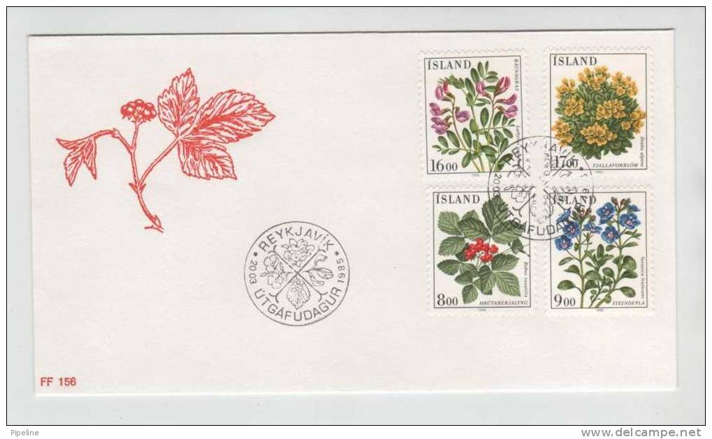 Iceland FDC Complete Set Of 4 Flowers 20-3-1985 With Cachet - FDC