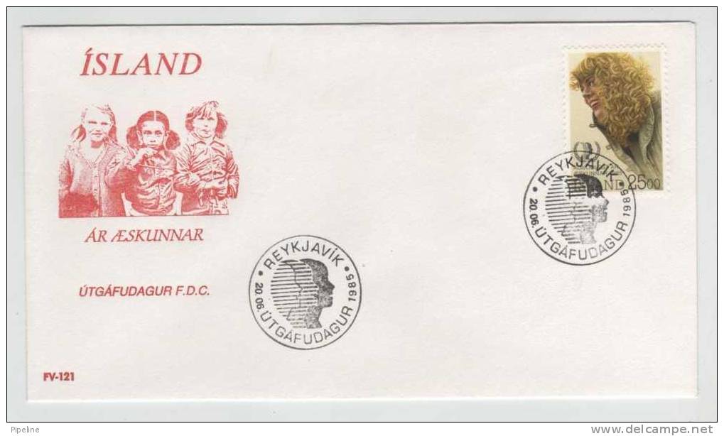 ICELAND FDC 20-6-1985 INTERNATIONAL YOUTH YEAR With Cachet - FDC