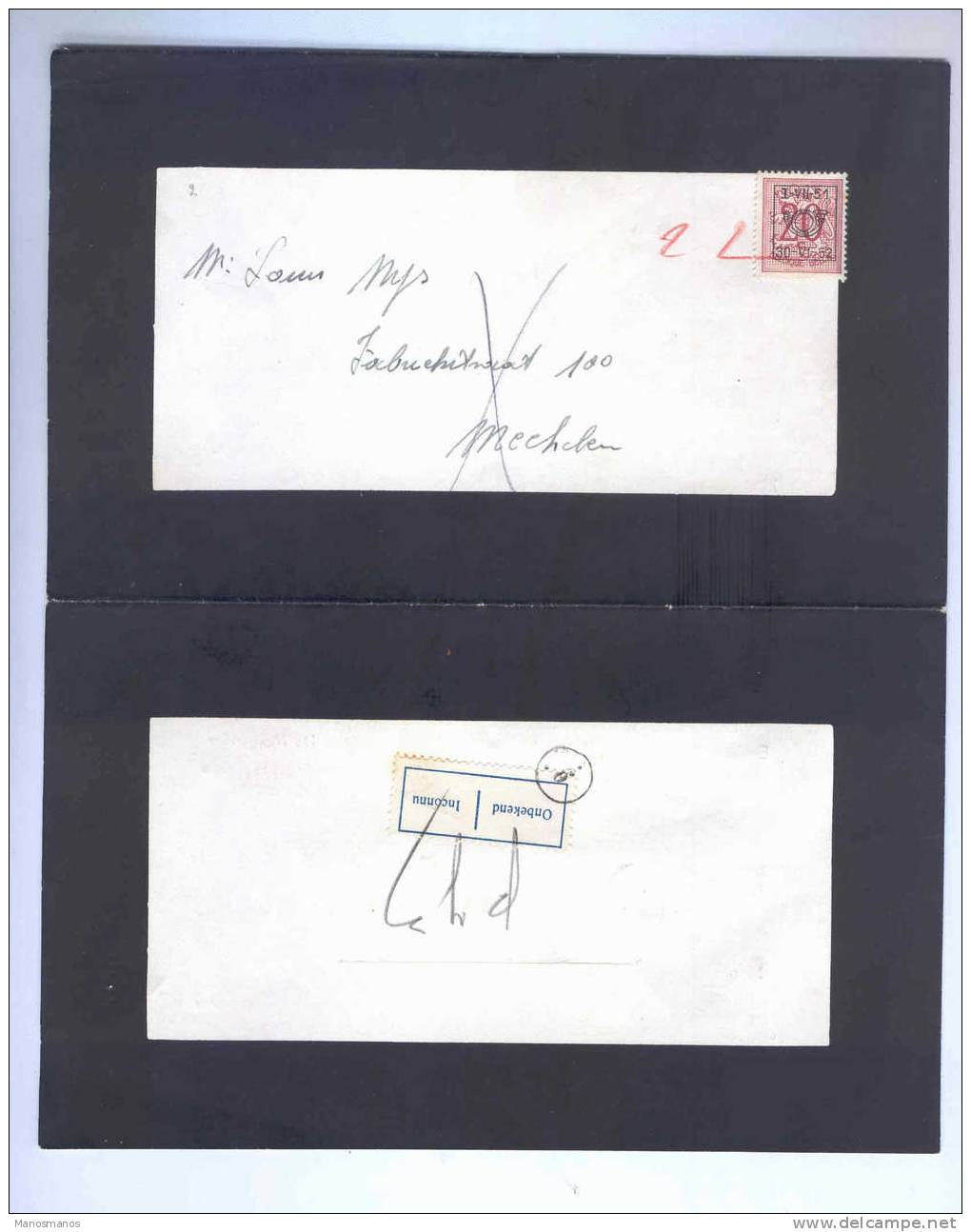 527/16 - Lettre TP PREO 1951 / 52 Vers MECHELEN - Faire-Part De Décès Van Dyck - Etiquette INCONNU - Typo Precancels 1951-80 (Figure On Lion)
