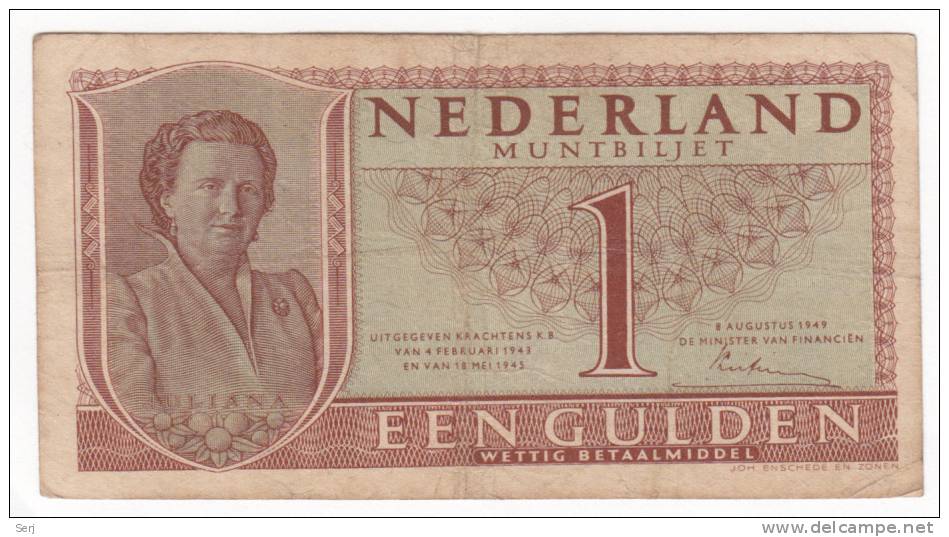 NETHERLANDS 1 GULDEN 1949 P 72 - 1 Gulden