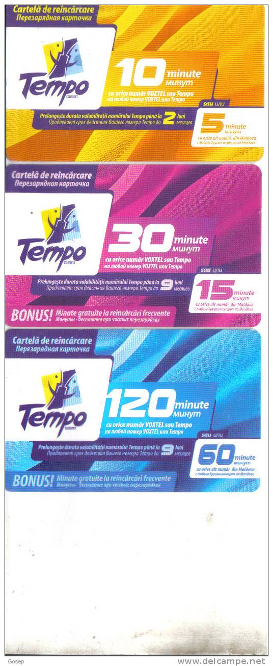 Moldova-tempo Gratuit(set2)-10,30,120 Minute(5,15,60)-3 Prepiad Card Used-31/12/2005--31/6/2006-31/12/2006-used - Moldova