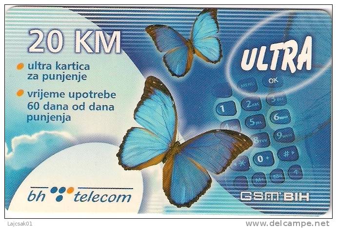 Bosnia And Herzegovina GSM Recharge Card Butterfly BH TELECOM 20 KM - Bosnie