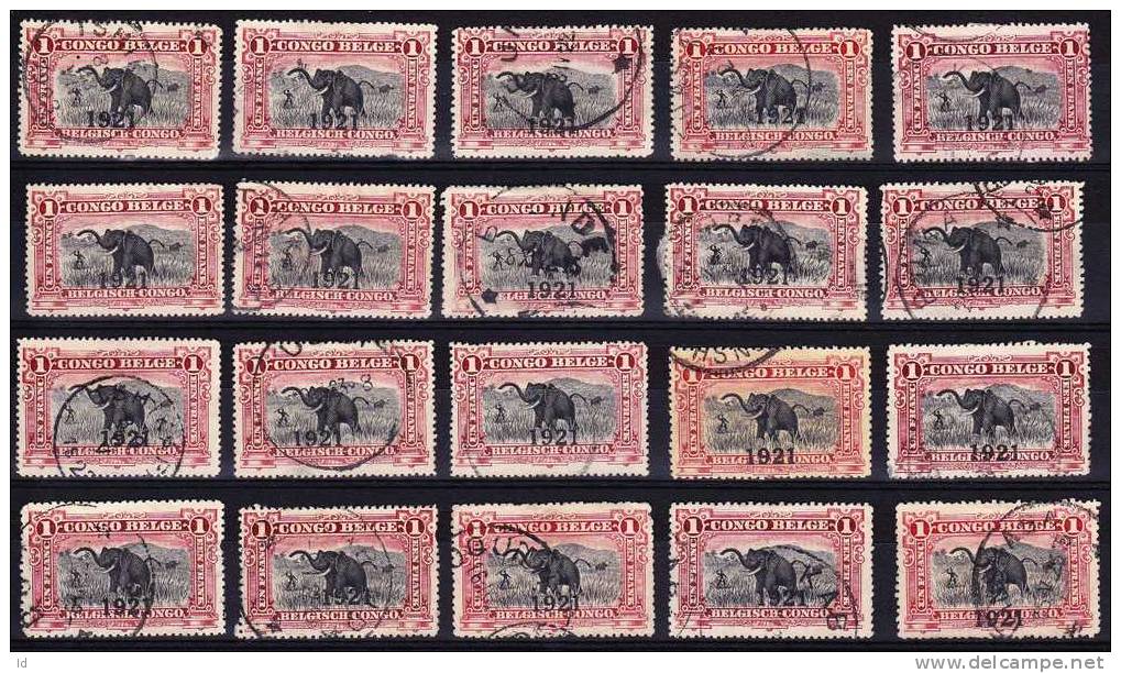 CONGO BELGE - OLD LOT VOB/COB # 91  CANCELS - Used Stamps