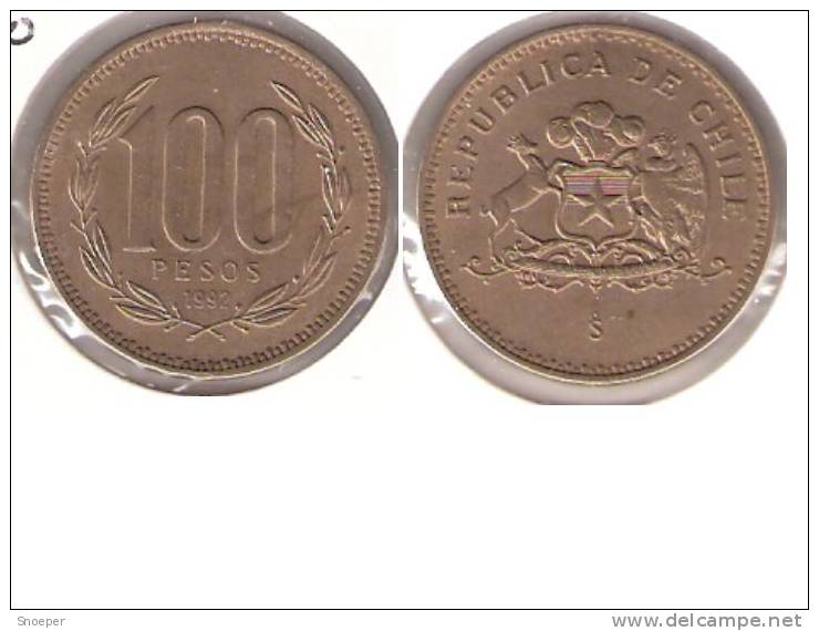 *chile 100 Pesos 1992 Km 226.2  Xf+ !!!! - Chili