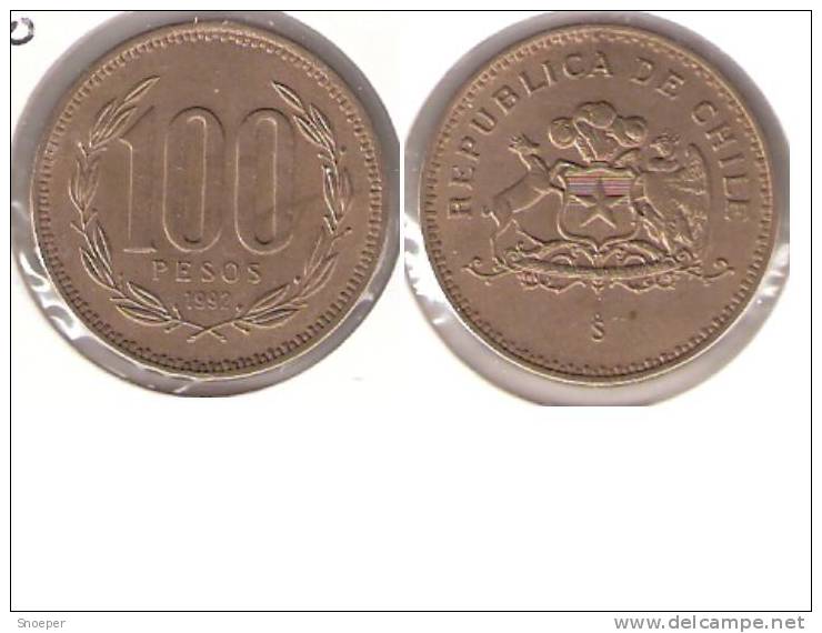 *chile 100 Pesos 1992 Km 226.2  Xf+ !!!! - Chile