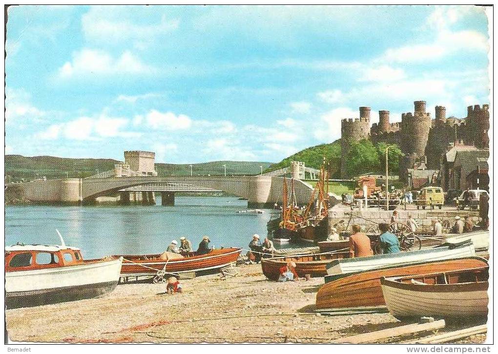 CONWAY CASTLE AND BRIDGES FROM QUAYSIDE - Caernarvonshire