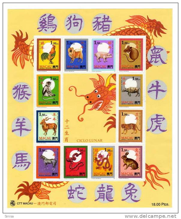 Macau / Celebrations / Chinese New Year / Chinese Calendar / Coq, Ox, Dog, Rabbit, Snake, Mouse... - Gebruikt