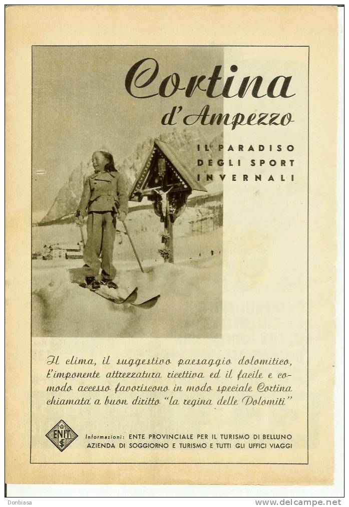 C.G.S. Istrumenti Di Misura (Monza): Pubblicità Anni ´30. Retro: Cortina D´Ampezzo Ente Prov. Turismo (2) - Pubblicitari