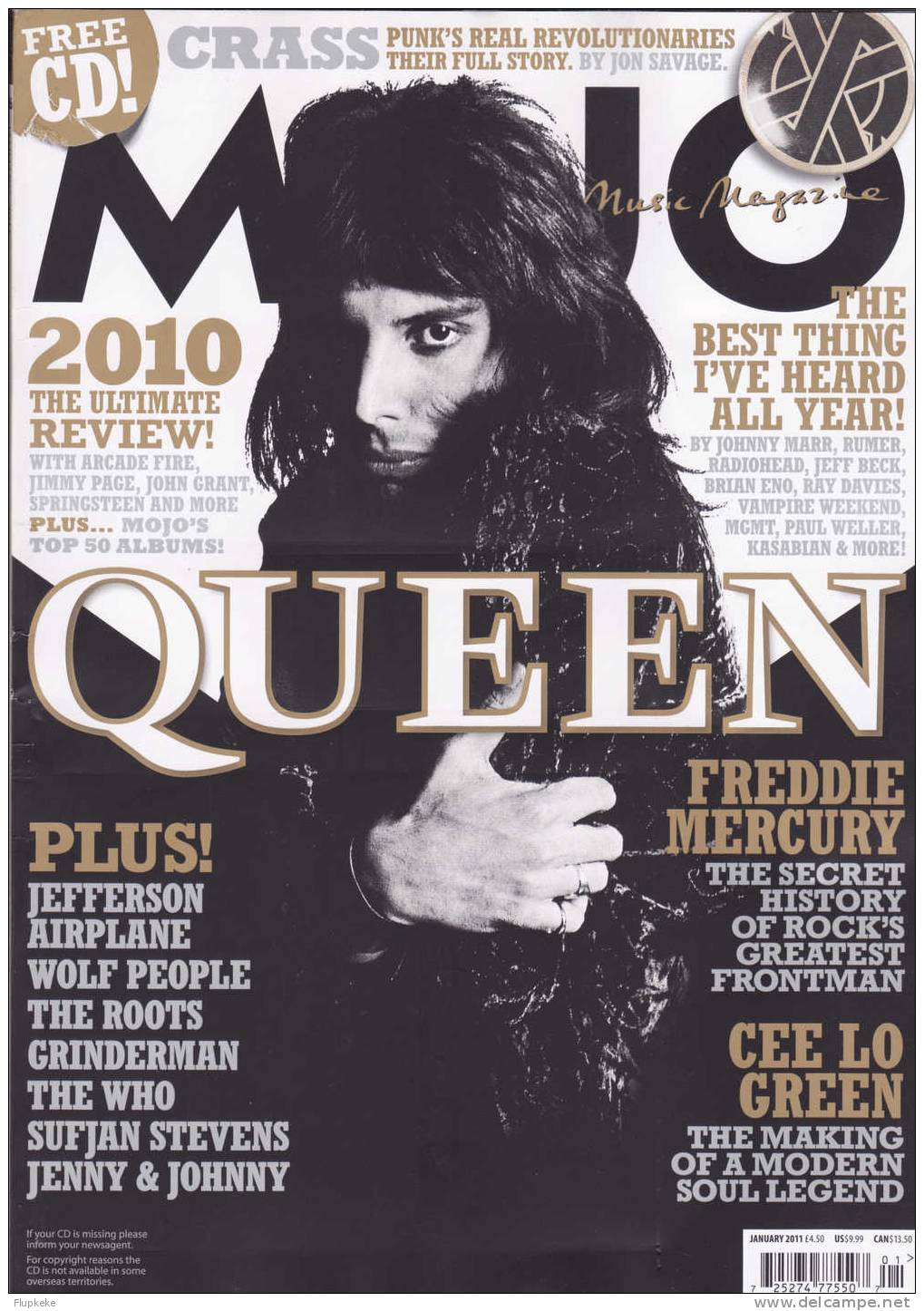 Mojo 206 January 2011 Queen With Cd Festive Fifteen - Entretenimiento