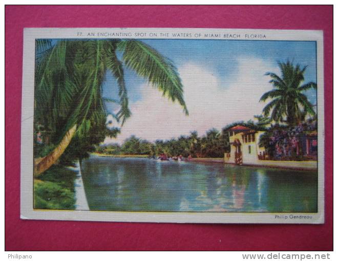 Miami Beach Fl    An Enchanting Spot On The Waters    Linen 1943 Cancel - Miami Beach