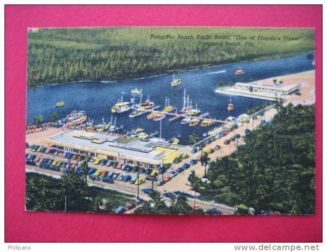 Pompano Beach Fl     Yacht Basin  Linen 1954 Cancel - Miami