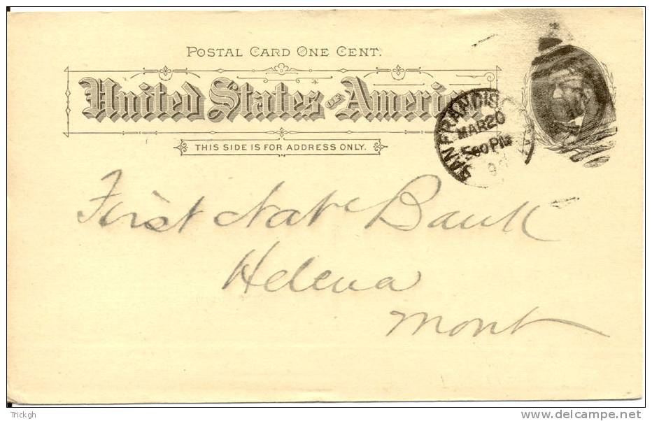 USA 1893 The Bank Of Calfornia >> Helena, MONT - ...-1900