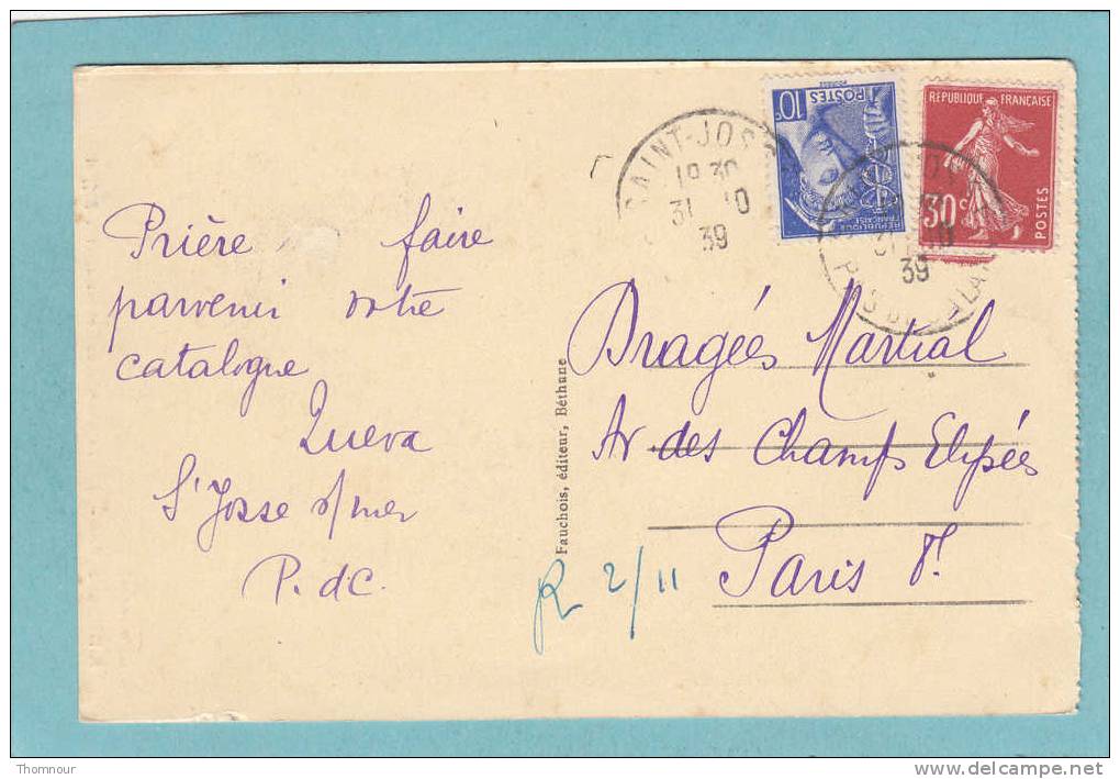 62  -  BETHUNE  -  La Chambre De Commerce Et Le Beffroi  -  1939  -  BELLE CARTE - - Bethune