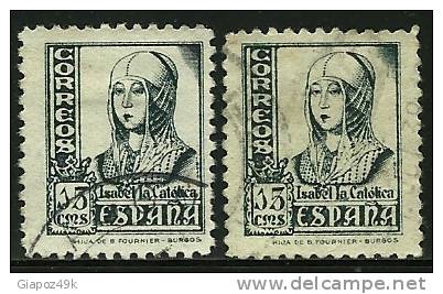 SPAGNA - 1937 / 39 - ISABELLA La Cattolica - N. 581 Usati - Cat. 0,30 €  - Lotto 713 - Usati