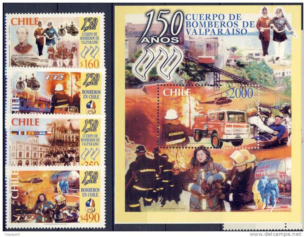 Chile 2001. Fire Protection. Michel 2019-22 & Block 51. MNH(**) - Cile