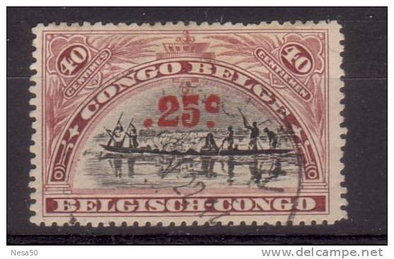 Belgisch Congo 1922 Nr 97 25 Op 10 Gedrukt - Used Stamps