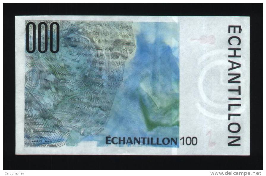 Billet échantillon RAVEL (100 Francs CEZANNE) Neuf - UNC - Specimen