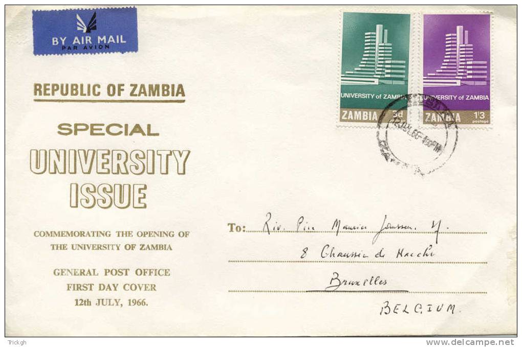 Zambia FDC 1966 University - Zambie (1965-...)