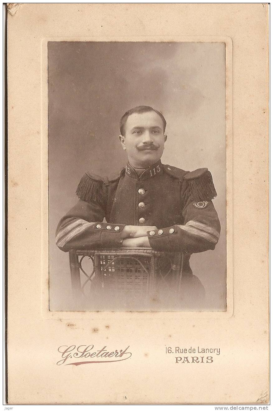 Photo Cabinet  Sous Officier Du 113 Eme D'infanterie - Guerra, Militares