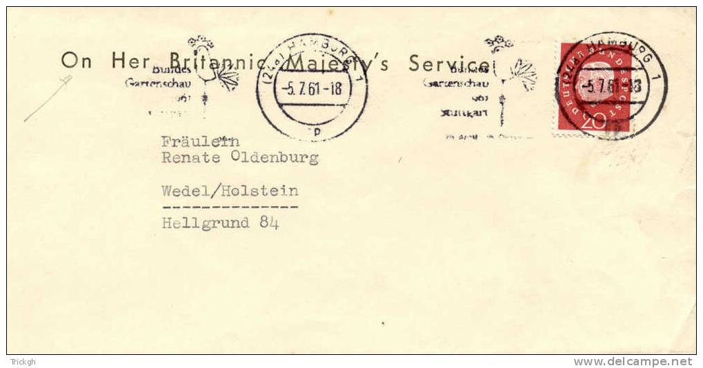 Deutschland Hamburg 1961 / Bundesgartenschau Stuttgart / On Her Britannic Majesty´s Service - Autres & Non Classés