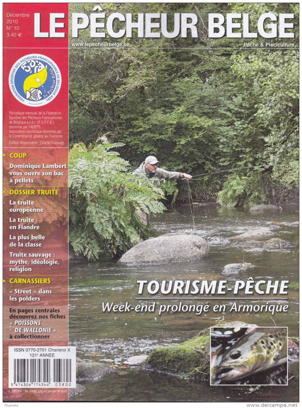 Le Pêcheur Belge 10 Décembre 2010 Tourisme Et Pêche En Armorique - Chasse & Pêche