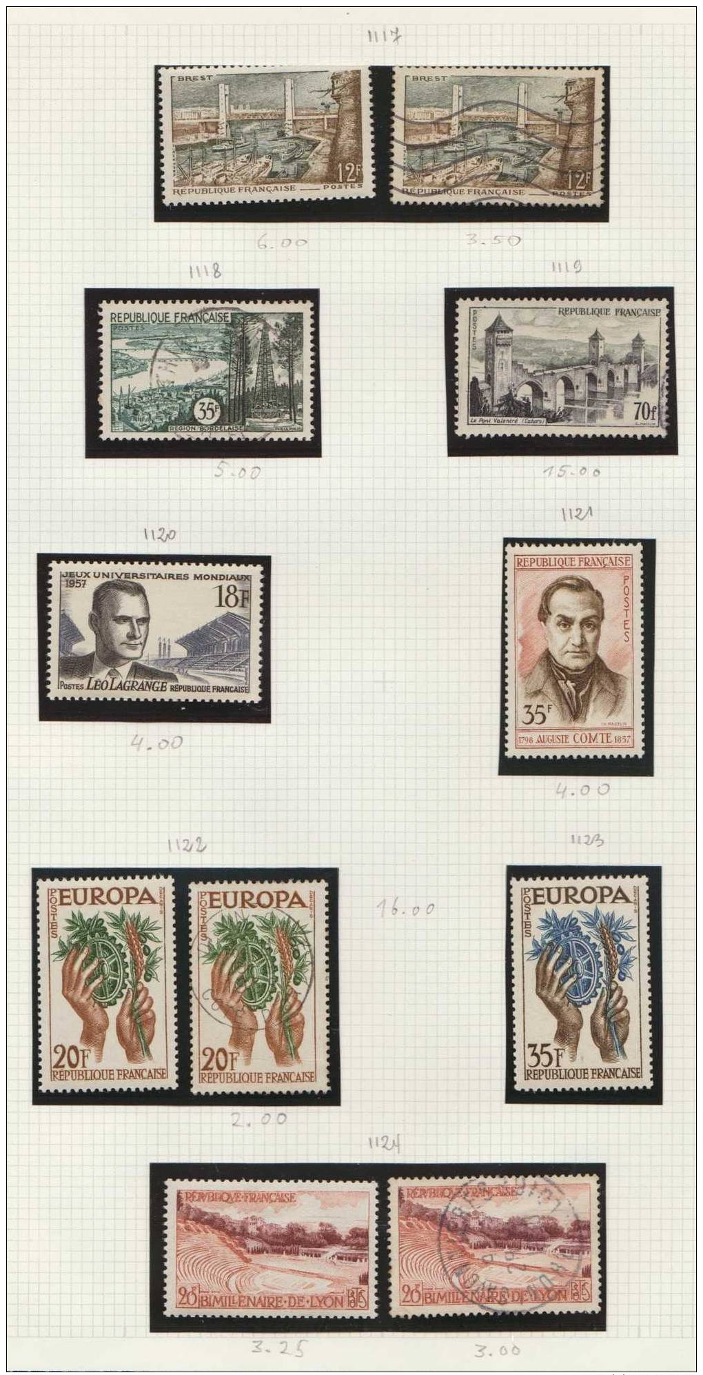 France, 1957, 1122 - 1176, MNH, Used - Neufs