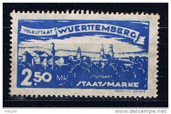 DR Württemberg 1920 Mi 280 Mng Dienstmarke Stutthart Abschiedsausgabe - Neufs