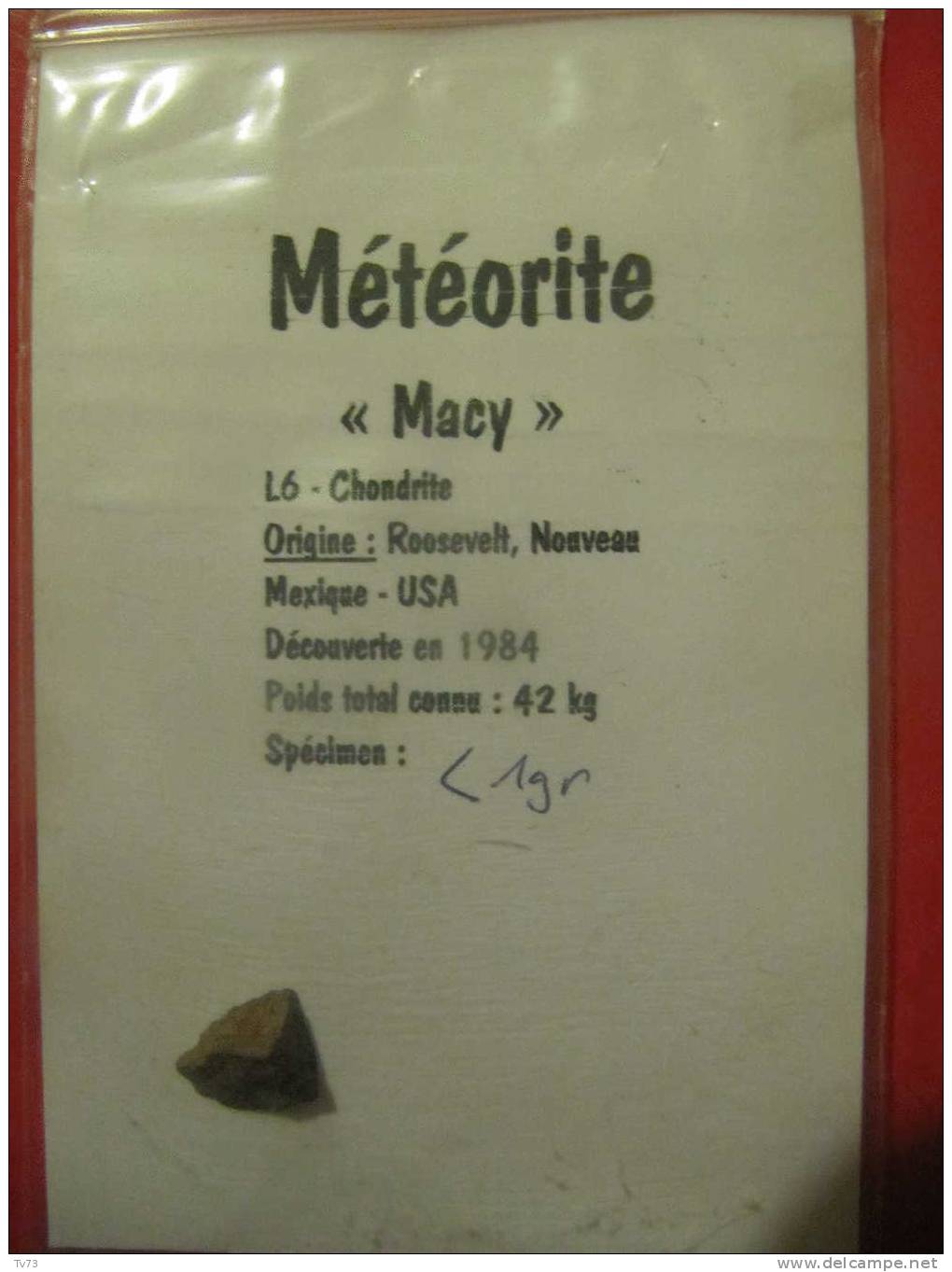 Meteorite MACY Authentique -  M11 - Meteoriti