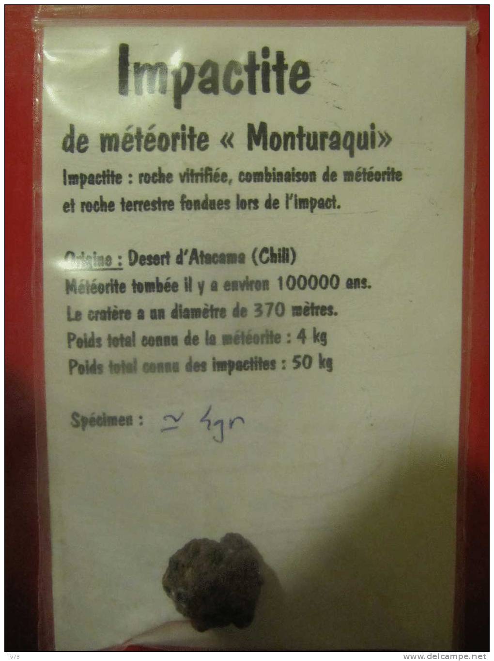 Impactite Meteorite MONTURAQUI  Authentique - I 19 - Meteorites