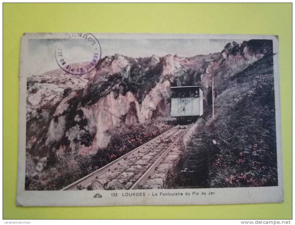 65 LOURDES FUNICULAIRE DU PIC DE JER COLORISEE - Funicular Railway