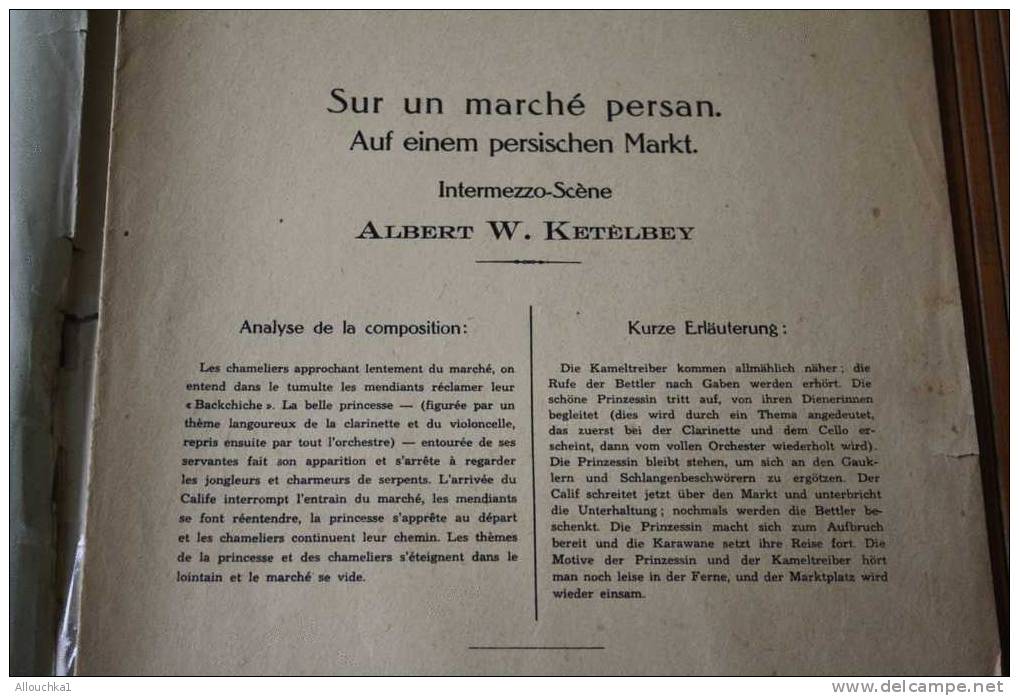 SUR UN MARché PERSAN INTERMEZZO SCENE  ALBERT W. KETELBEY  AUF EINEM PERSISCHEN MARKT MUSIQUE CLASSSIQUE PARTITION - Sonstige & Ohne Zuordnung