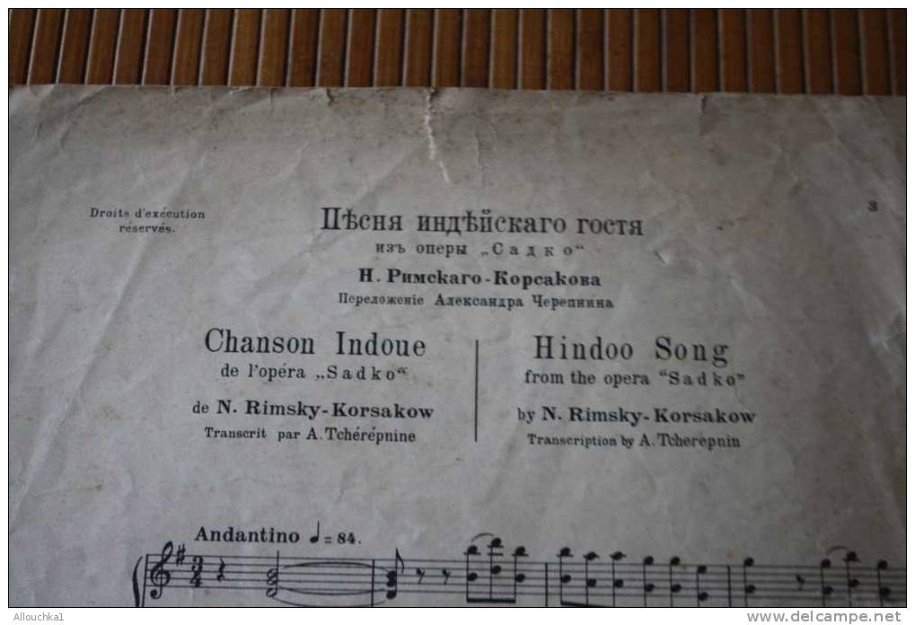 CHANSON HINDOUE HINDOO SONG  FROM OPERA SADKE N. RIMSKY KORSAKOW MUSIQUE CLASSSIQUE PARTITION - Opera