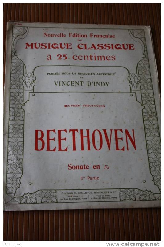 L. VAN BEETHOVEN PANTHEON DES PIANISTES 2 SONATES PIANO SONATE EN FA 1E DIRECTION V. D'INDY MUSIQUE CLASSSIQUE PARTITION - A-C