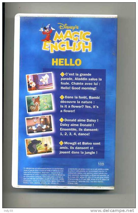 CASSETTE VIDEO MAGIC ENGLISH N°1 . HELLO . WALT DISNEY - Infantiles & Familial